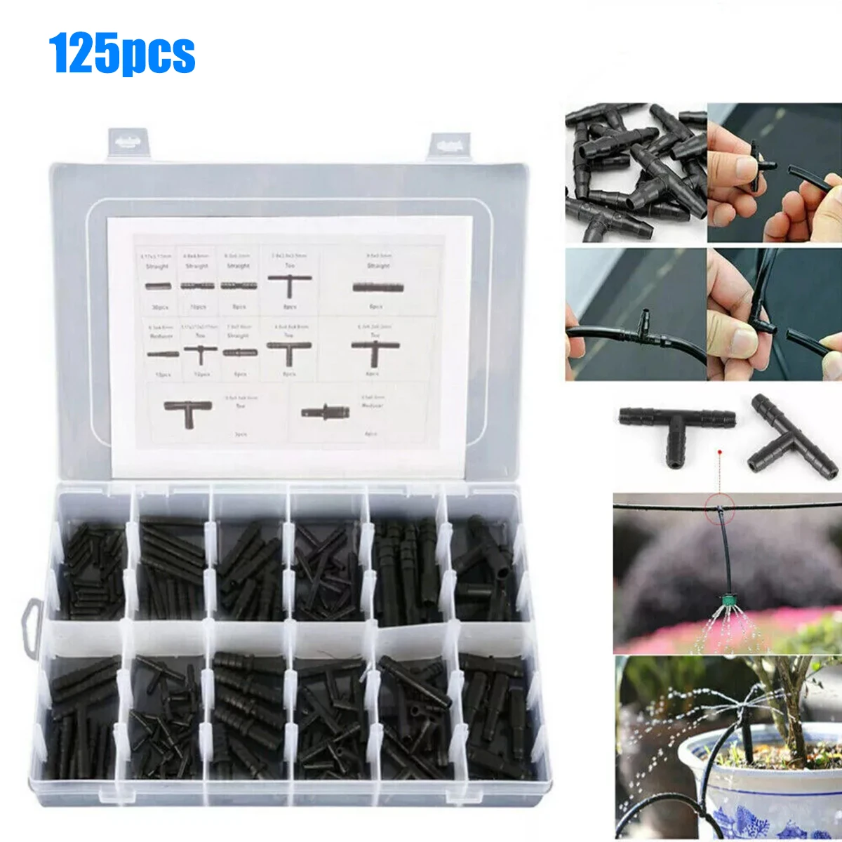 

125PCS Vacuum Connector Assortment Automotive Vacuum Tubing Connector Tee Kit Water Spray Pipe Joints Car Wiper Connection Pipe