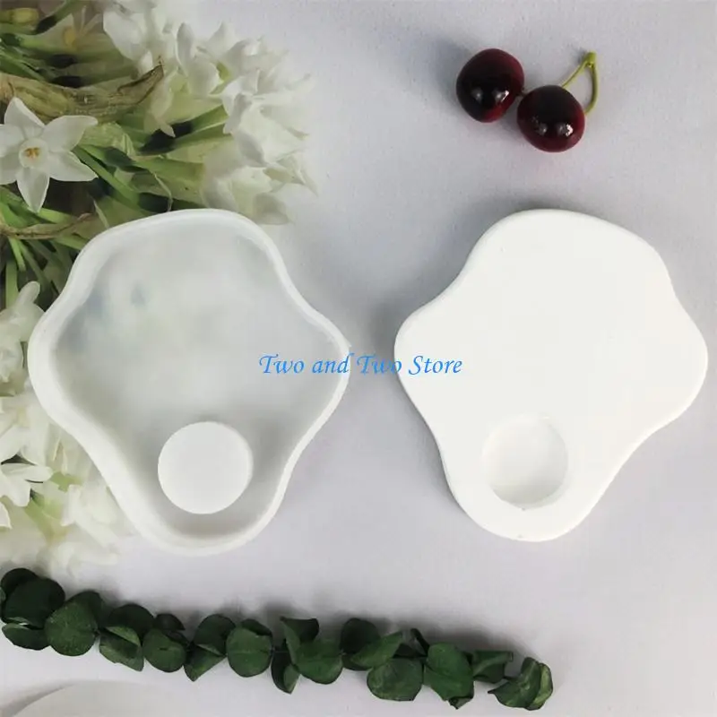 HX6F ورقة شكل حامل شمعة قالب غير النظامية الشمعدان قالب من السيليكون قوالب الراتنج ملموسة يلقي لحفل زفاف عيد الحب #4