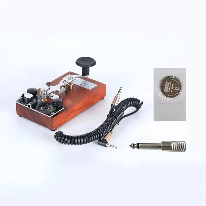 

K-8 Training CW Key Sound Light Manual Transmission Training Morse Code Key Stainless Steel w/ Rosewood Base