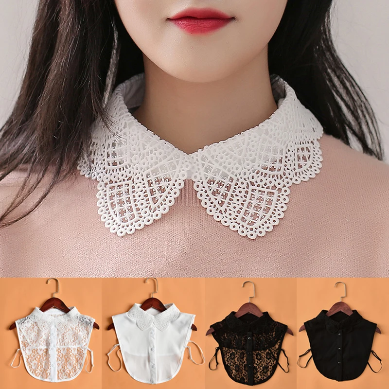 Women Fashion Lace Detachable Fake Collar Sweater Decoration Half Shirt Turtleneck Casual Sweater Dress Decoration