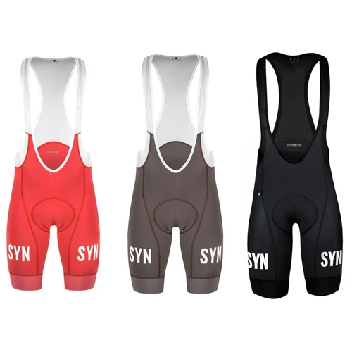 Imagen 1 del producto Pantalones cortos de ciclismo con pechera unisex SYN, color negro, rojo y marrón, pantalones cortos de ciclismo de carretera, almohadilla de asiento a prueba de golpes y transpirable, pantalones cortos con pechera para ciclismo para hombre