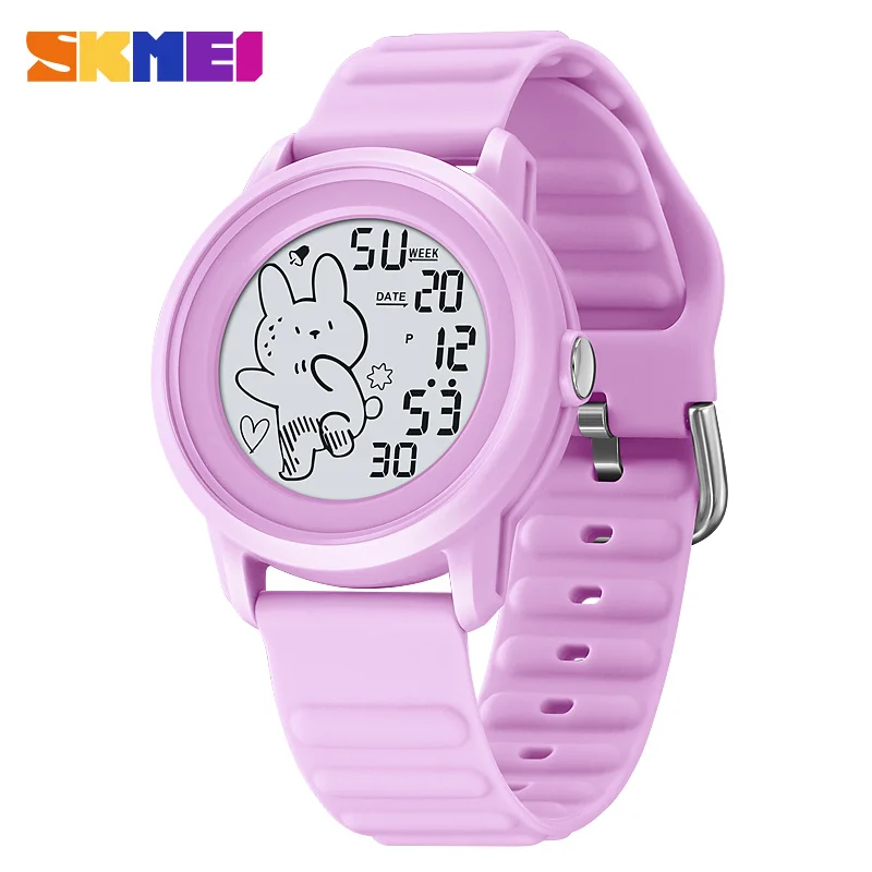 SKMEI Cute Cartoon Rabbit Pattern Countdown Sport Digital Watches For Children Boys Girls Back Light Kids Wristwatch Alarm Clock