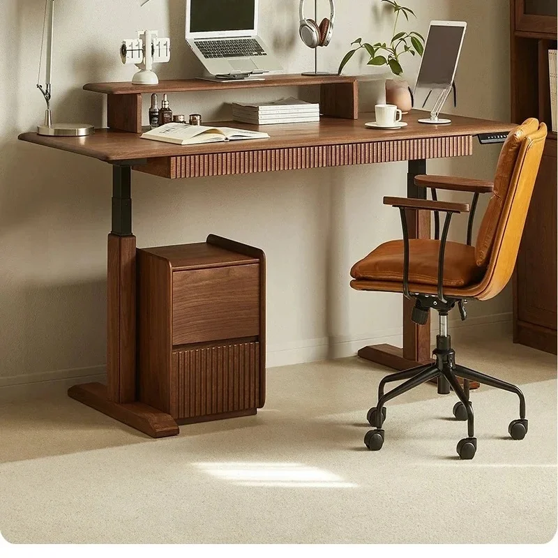 

Электрический подъемный стол из цельного дерева, многоцелевой верстак с двумя двигателями, отделка из черного ореха, регулируемый барный стол, домашний офис, кабинет