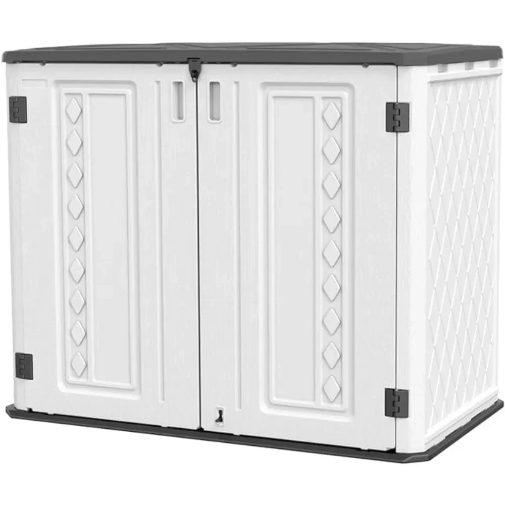 

27 Cu.ft Resin Tool Shed for Garbage Cans Niche Storage Shed Outdoor Garden Shelters Small Tools Lawn Mower Patios Backyards