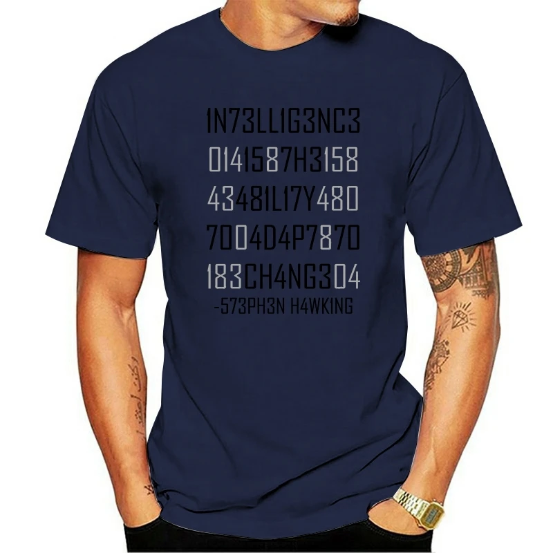 

Men T-Shirt Adapt Or Die Encoded Cotton Tees Fitness Stephen Hawking Intelligence Physics Adapt To Change T Shirt