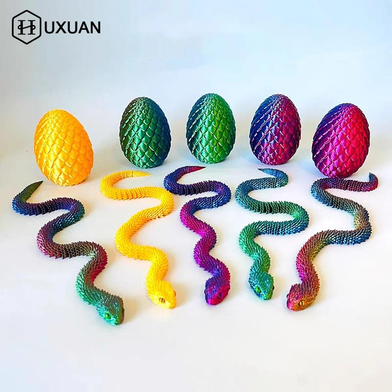 30cm 3D Printed Snake with 8.5cm Egg for Realistic Reptile Decoration and Simulation