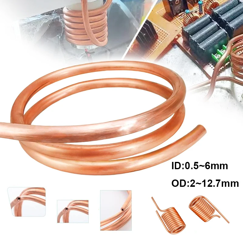 1M 99.9% copper coil soft copper tube copper coil OD 2~8mm ID 1~6mm long air conditioning pipe red copper air DIY handicrafts