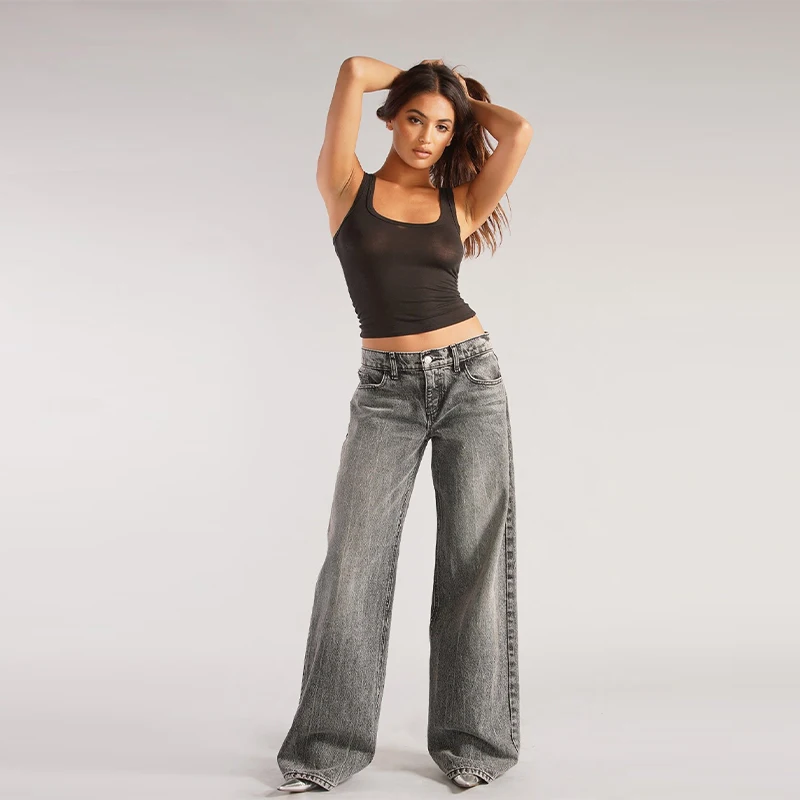 

Women's Wide Leg Floor Length Pants Jeans Versatile Vintage Low-rise Jeans Female Clothing 2025 Women's New Fashiona Jeans