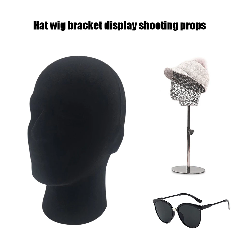 1-2pcs Practical Male Foam Mannequin Head Model Glasses Hat Headset Wig Display Stand Holder Multipurpose Black Foam Mannequin