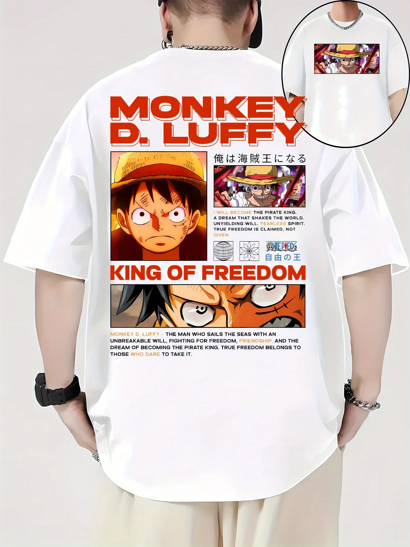 

Anime ONE PIECE Luffy Harajuku Summer T-shirt Men's Cotton Fitness Oversized Vintage Street Women Casual Loose Short Sleeves Top