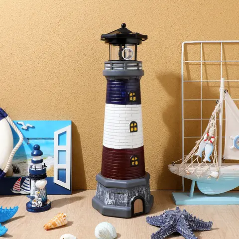 Solar Lighthouse Outdoor Led Solar Powered Lighthouse Light Garden Statue Decorative Landscape Lamp Outside Yard Lawn 2025 NEW