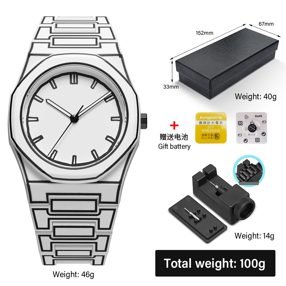 Minimalist Men's Fashion Quartz Watch Sketching Creative Sports and Leisure Watch Creative Design Waterproof Clock Watch