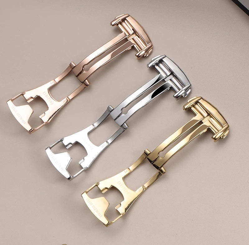 Stainless Steel Watch Buckle for Omega Watch Band 20mm 18mm 16 Clasp Leather Metal Deployment Button Folding Buckles Accessories