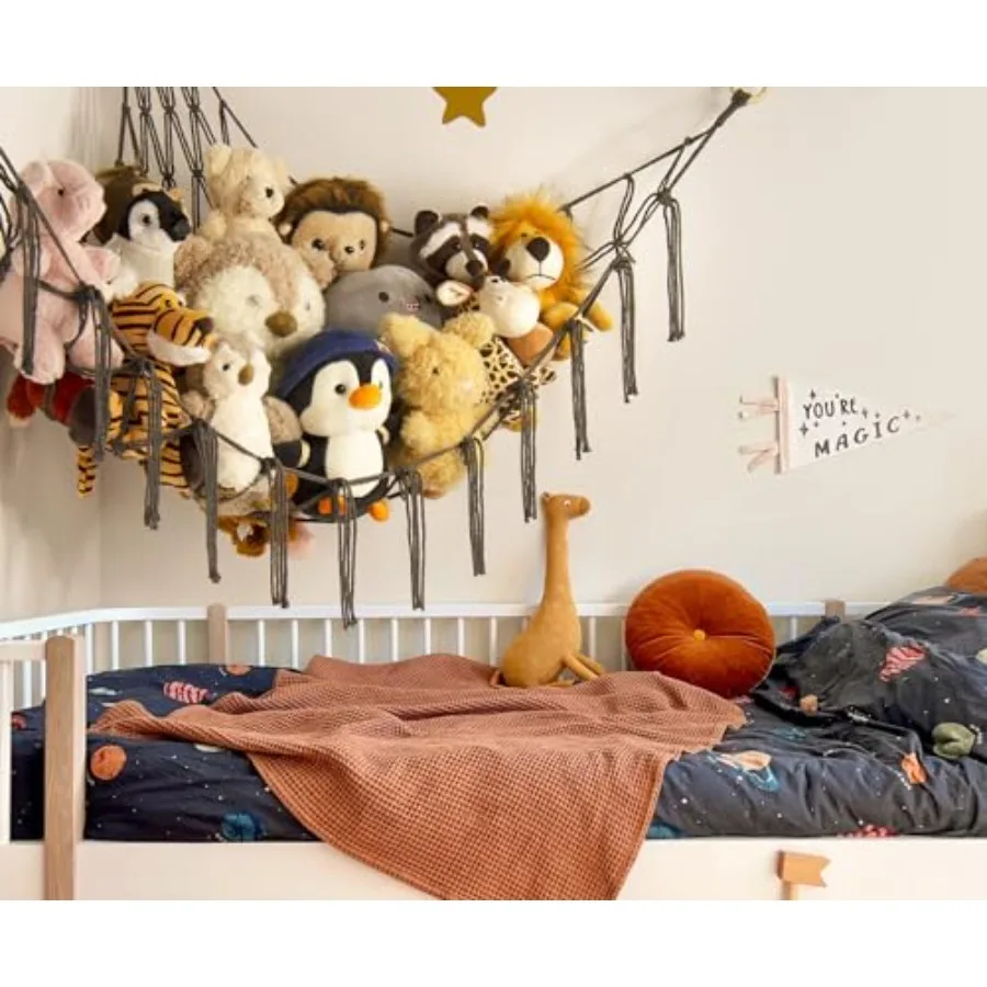 Stuffed Animals Hammock Net Corner-Hanging Stuff Animal Toy Storage Organizer for Plush Plushie Room Bedroom Nursery Decor Toy - view 2