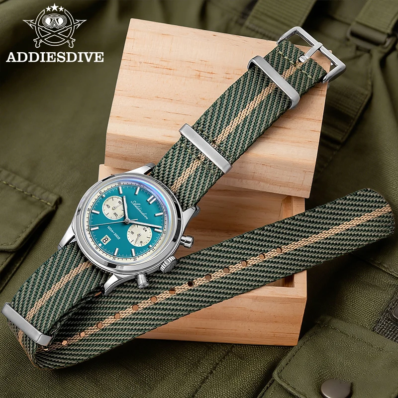 

ADDIESDIVE New Men's Chronograph Watches AR Coated Bubble Mirror Glass 100M Waterproof Super Luminous Luxury Quartz Watch Sport