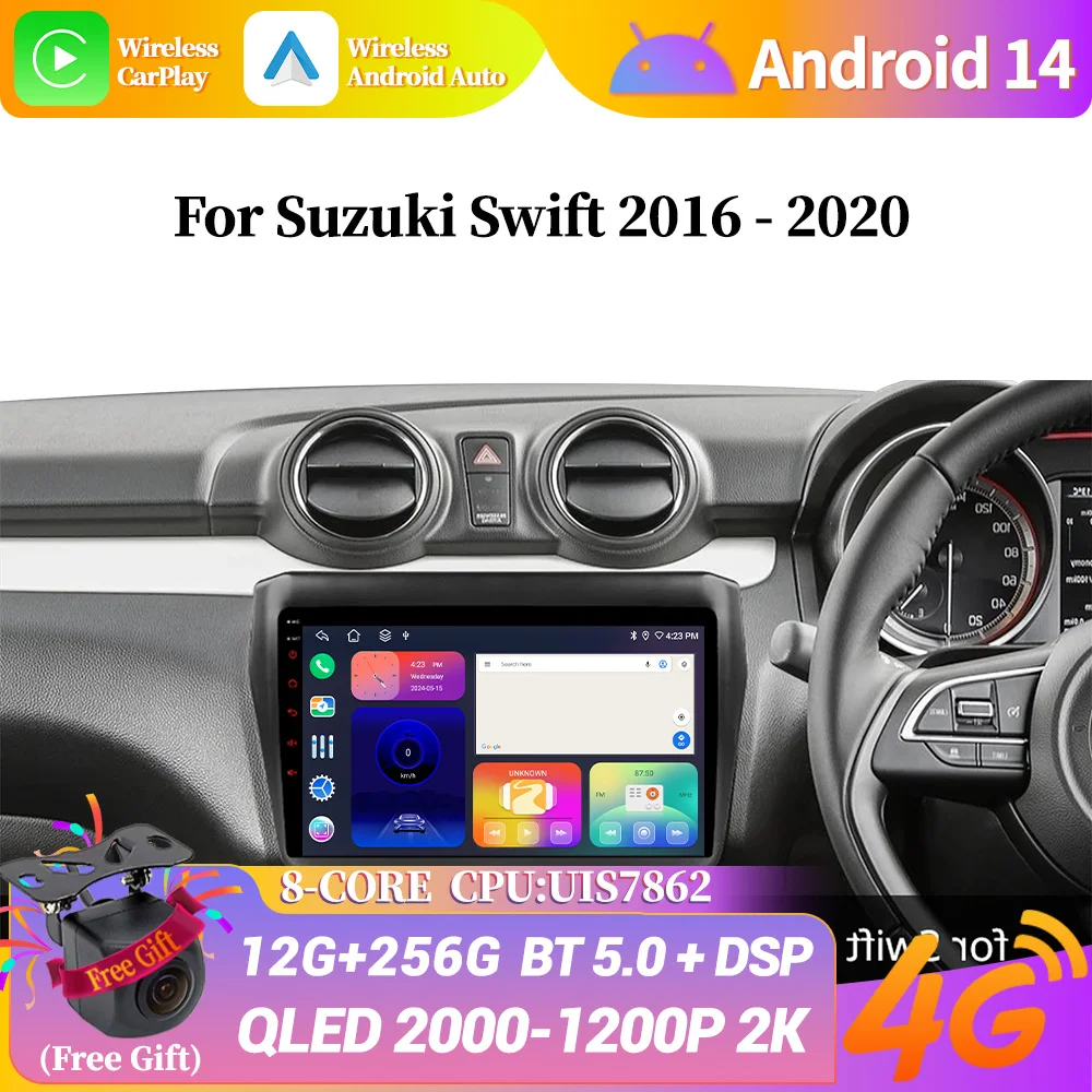 

Car Radio Multimedia Navigation Android 14 For Suzuki Swift 2016-2020 Wireless Bluetooth Carplay Stereo Screen WIFI 2DIN