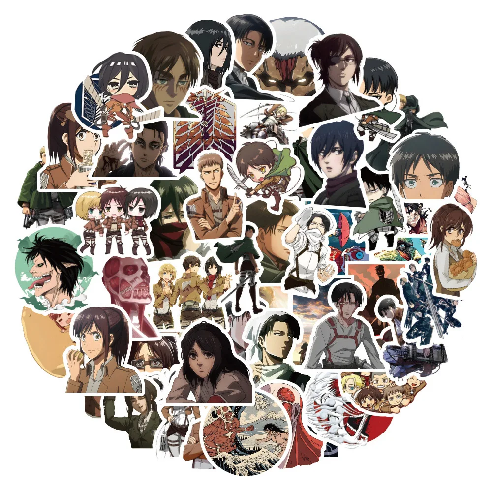 

10/30/50pcs Attack on Titan Anime Stickers Cool Cartoon Graffiti Sticker Decoration Laptop Diary Phone Waterproof Decal Kids Toy