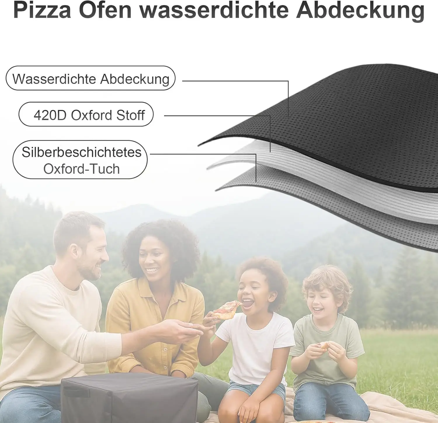 Pizzaofen-Abdeckung aus Oxford-Gewebe für 17-Zoll-Gas-Pizzaofen, Pizzaofen-Aufbewahrungszubehör mit Griff, Schwarz, Dickes Material – Detail 5