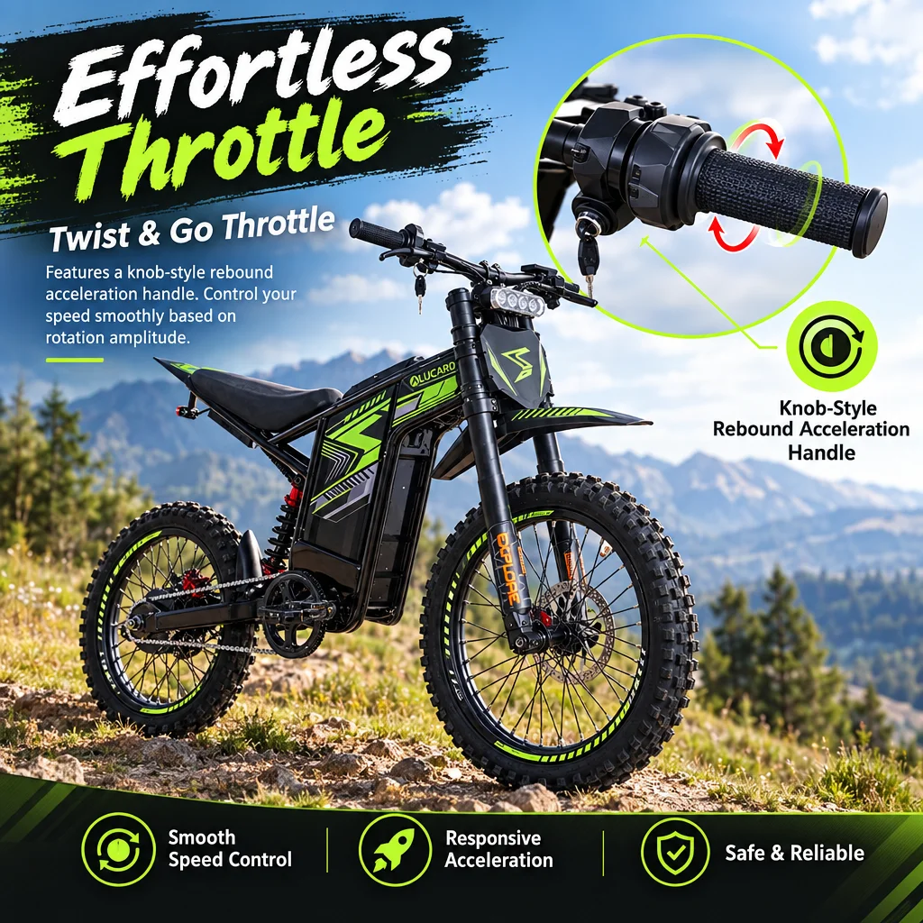 1500W Peak Electric Dirt Bike 52V 22.5Ah Battery 31Miles Range 19