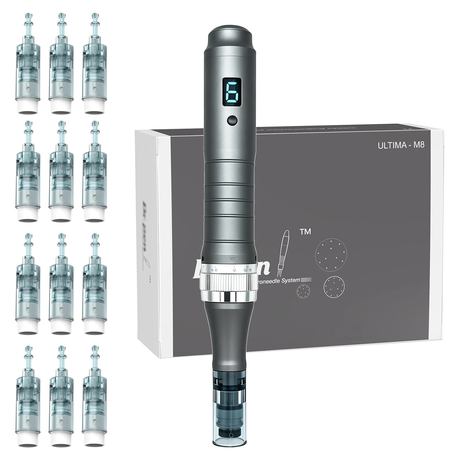 Professional Microneedling Auto Derma Pen M8 Micro Needling Dermapen Kit for Skin Care with 22 Pcs Pins 0.25mm