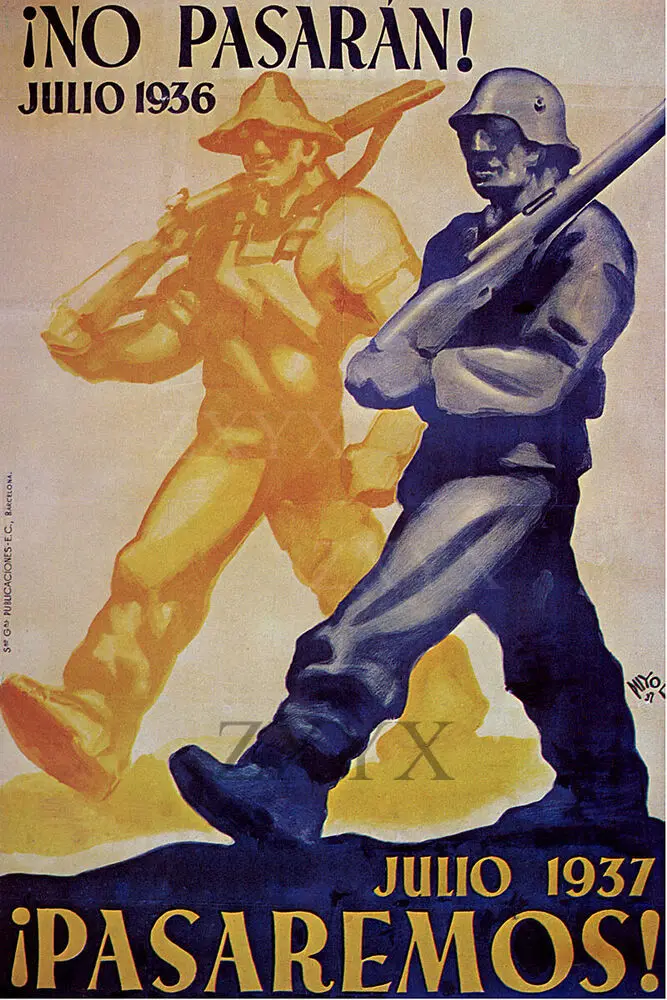 No Pasaran Vintage Spanish Civil War Military Propaganda Poster