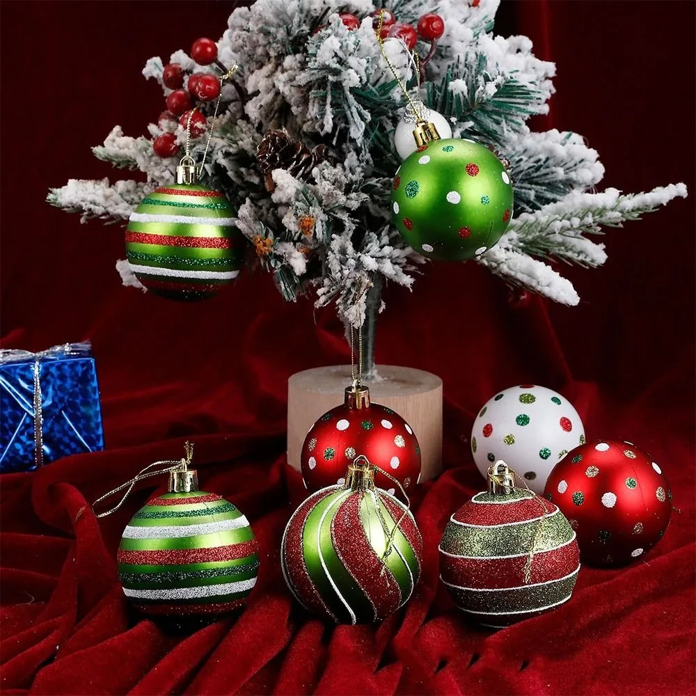 

12pcs 6cm Painted Christmas Balls Pendant Plastic Reusable Electroplated Hanging Balls Elegant Shatterproof Xmas Tree Pendants