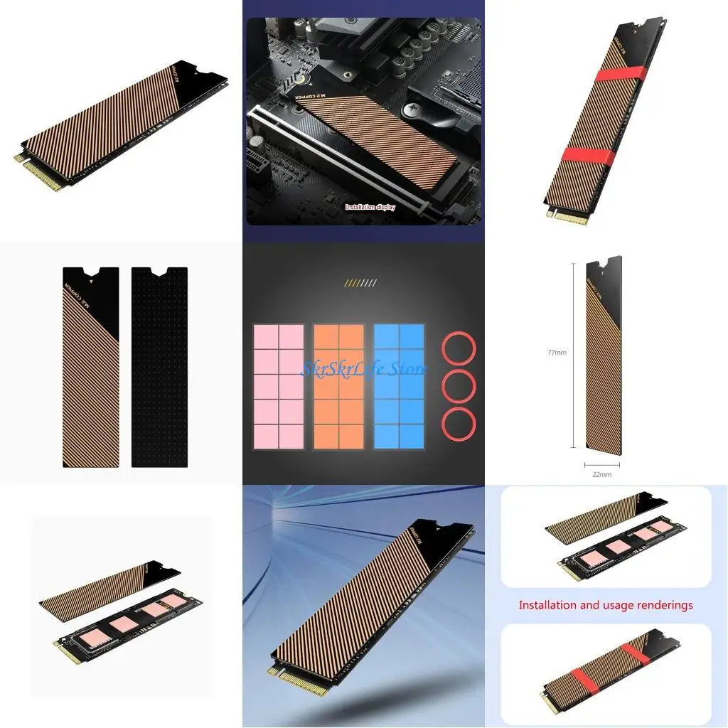 

E65E Metal M.2 SSD Heatsink Avoid Overheating and Throttling Cooling Radiators