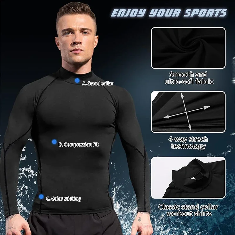 Gym T Shirt Men Bodybuilding Quick-drying Fitness Compression Shirt Running Workout Man Sports First Layer Sportswear