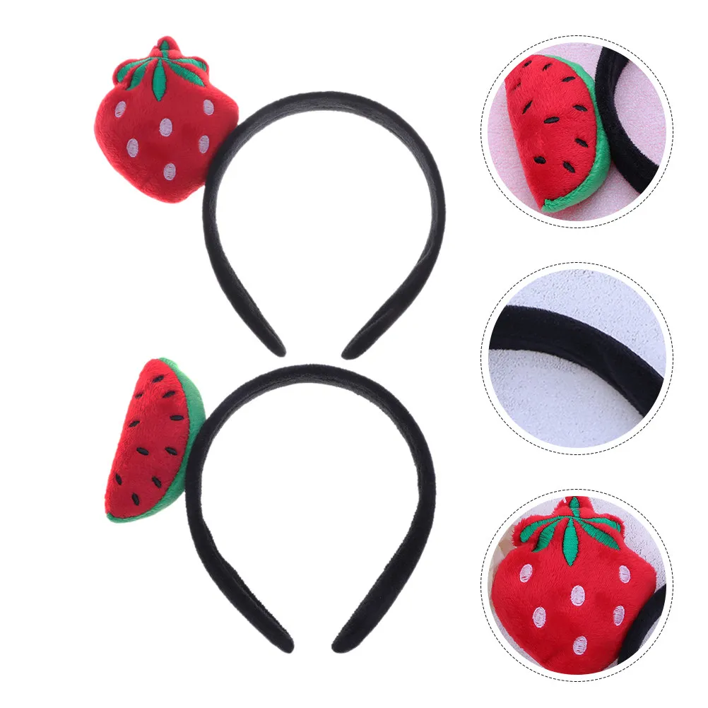 

2 шт. милых повязок на голову с фруктами для женщин: арбуз, клубника. Аксессуары для волос, украшения для вечеринок, летние тематические костюмы для мероприятий.