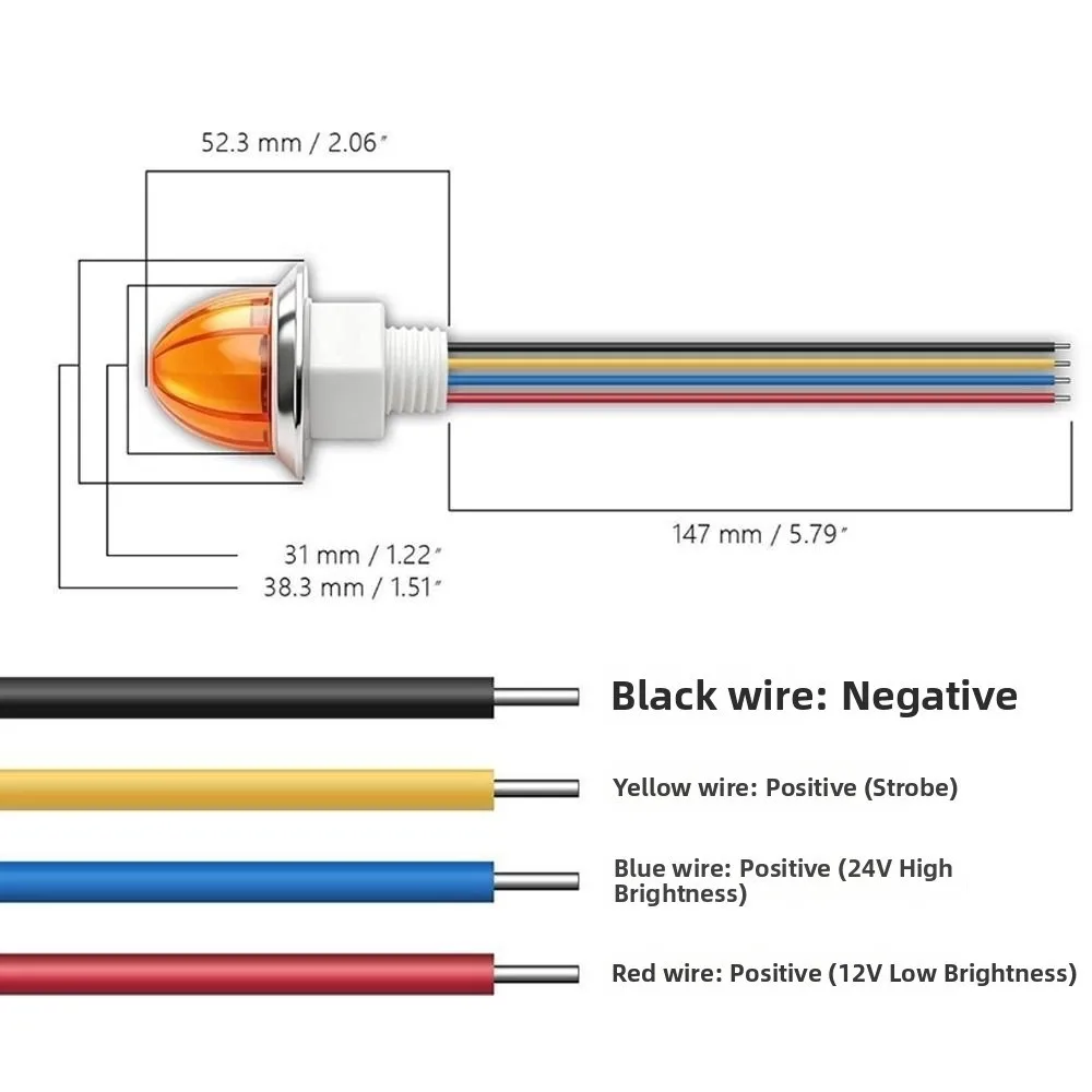 1.25 Inch Diameter LED Side Marker Light Decorative Lamp Small Size LED Clearance Light Universal Fit Watermelon Design