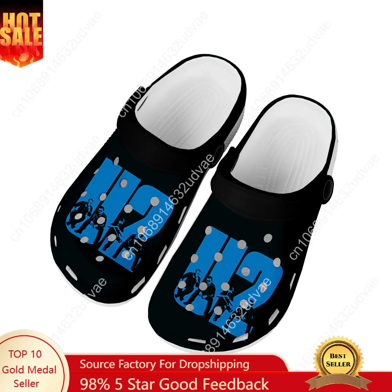 

U2 Rock Band Water Shoes Mens Womens High Quality Fashion Home Garden Clogs Customizd Sandals Beach Breathable Hole Slippers