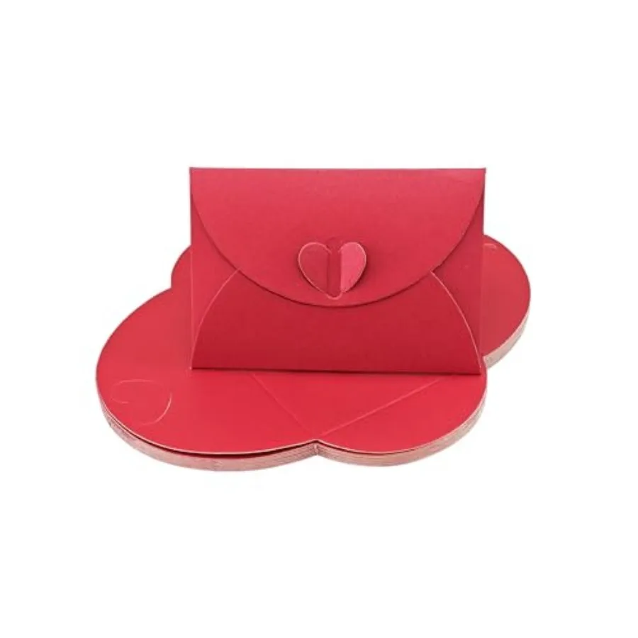

16PCS Mini Gift Card Envelopes with Heart Clasp, 3.9 x 2.7 Inch Small Cute Envelopes Pearlescent Paper Card Holders for Wedding