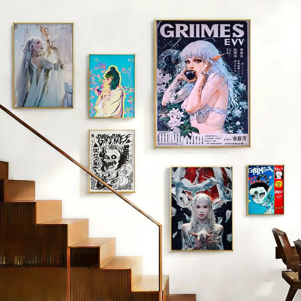 Aesthetic Singer Grimes Poster HD Self-Adhesive No Residue After Removal Ideal for All Kinds of Wall Decor
