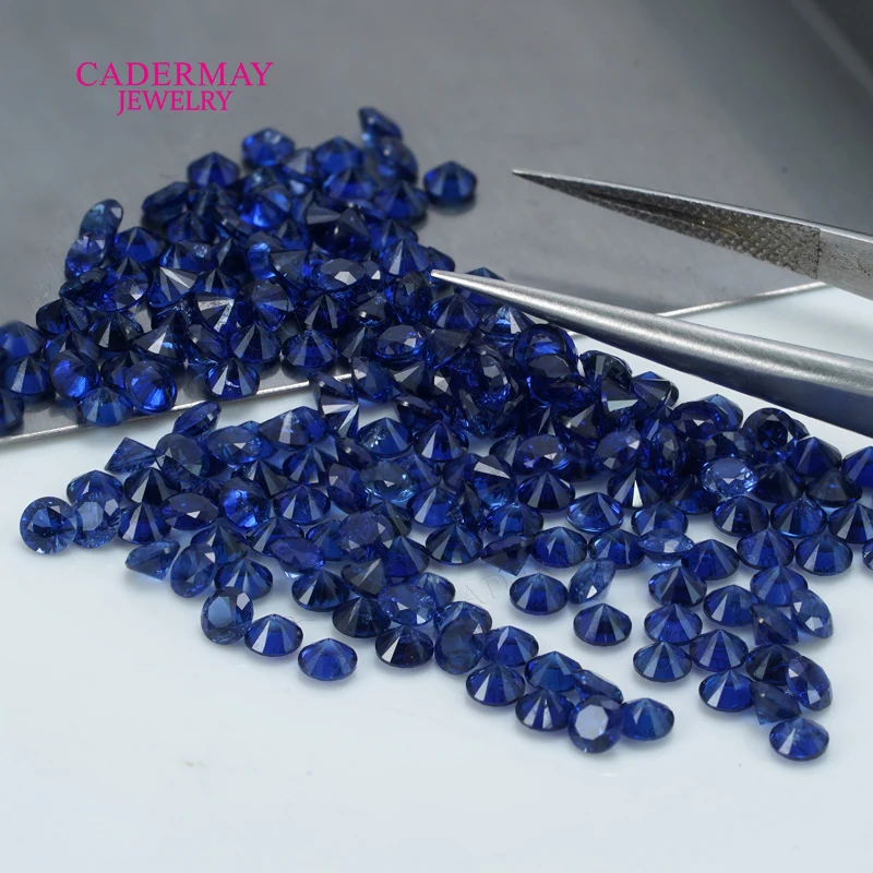 34# Royal Blue Lab Grown Sapphire Small Size 0.8mm-3mm Round Synthetic Sapphire Melees With Inclusions For Jewelry Making