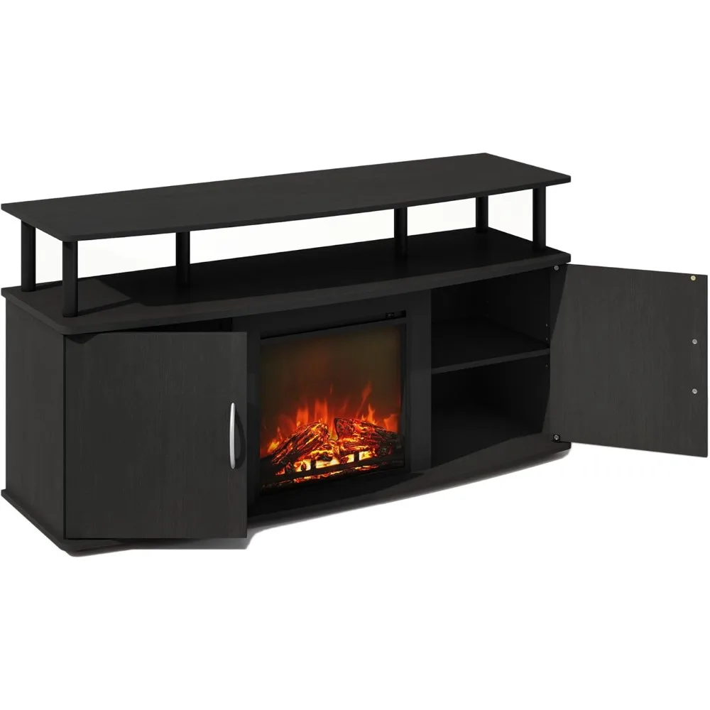 

Jensen No Heat Decorative Electric Fireplace TV Stand, Entertainment Center for TV up to 55 Inch with Doors Storage Cabinet, Am