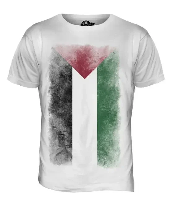 Palestine Faded Flag Men's T-shirt Comfortable T-shirt Top Palestine Gift Casual Fashion Short Sleeve Breathable Clothing Top