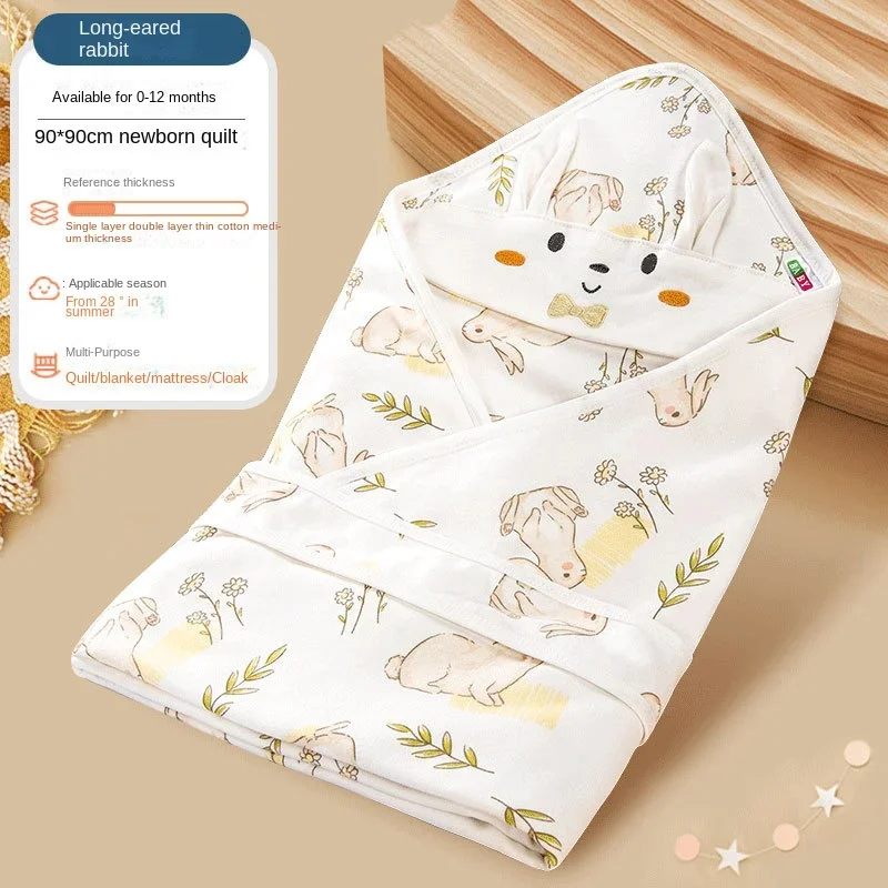 Baby Quilt Spring and Summer Biduole Newborn Thin Pure Cotton Quilt Newborn Baby Wrap Single Swaddle for New Birth Room