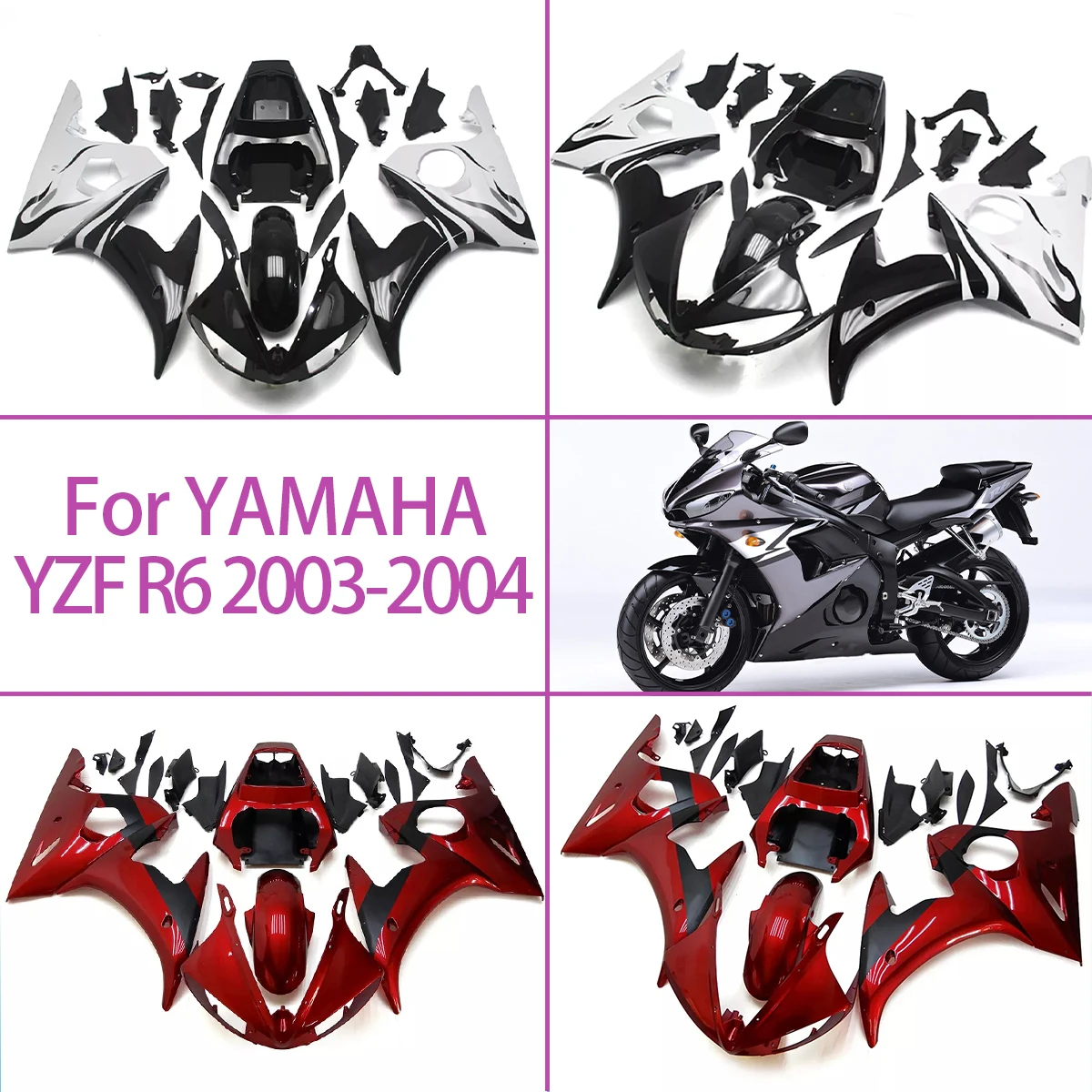 

Prime Fairings 2003 2004 YZF R6 White Red Full ABS Painted Fairings Injection Molded Fit For 03 04 Yamaha YZF R6