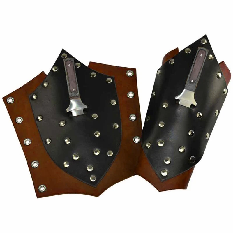 Steampunk PU Leather Throwing Knife Bracer Medieval Assassin Vanguard Vambrace Laced Studded Gloves Larp Props Armor Men Women