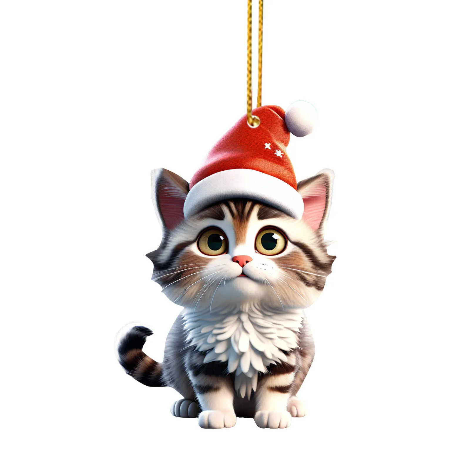 2025 Christmas Ball Cat Ornament 2D Acrylic Funny Cat Ornaments Christmas Tree Cat Hanging Decorations Home Party Xmas Decor
