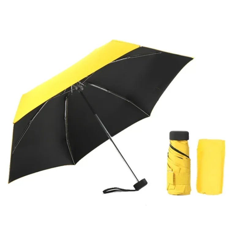 

Mini Portable Compact Pocket Umbrella for Women Light 6 Folding Sun Protection Ultraviolet Umbrella Parasol With Case Set