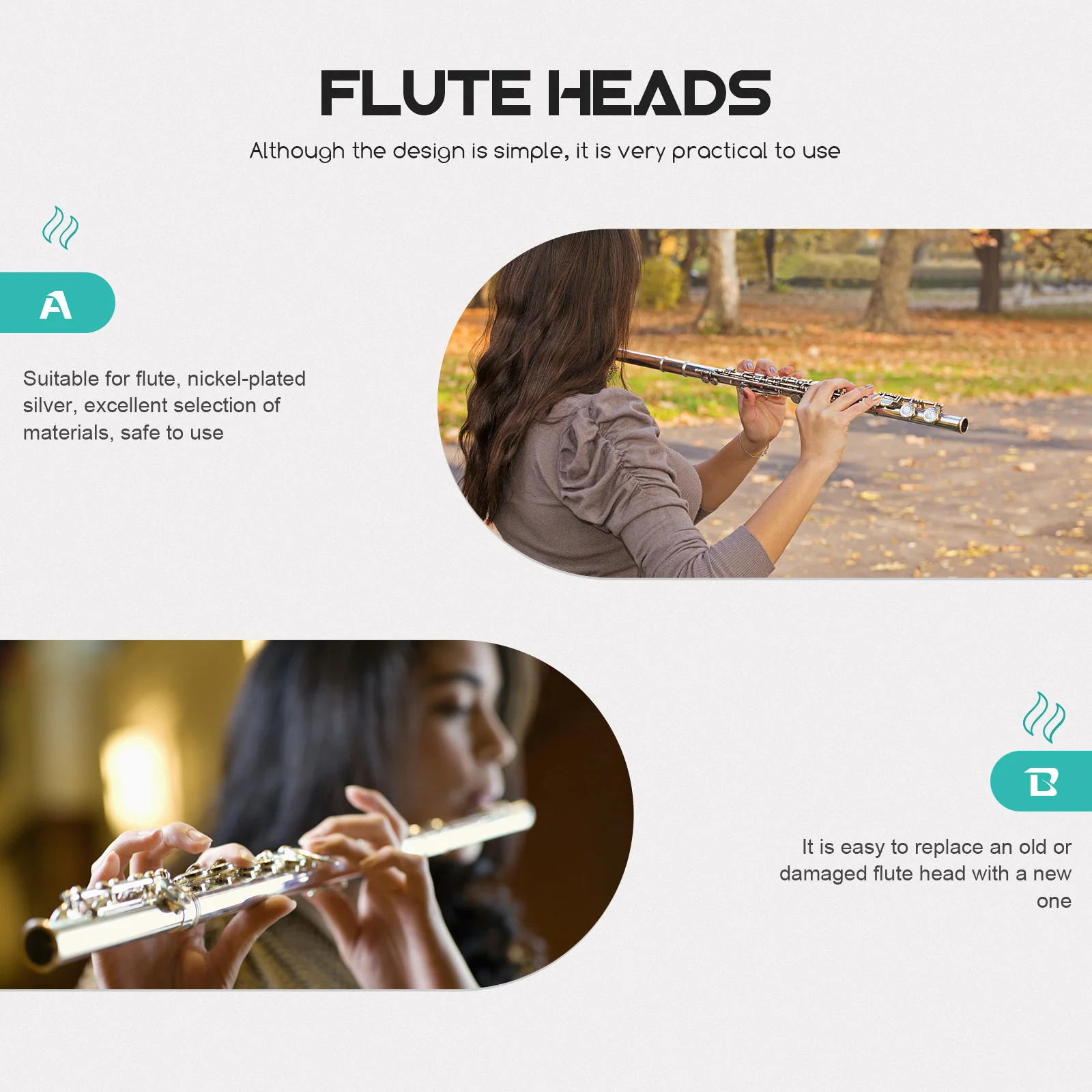 

1Pcs Practical Manual Flute Mouthpiece High Quality Material Durable Safe Simple Installation Exquisite Flute Accessories