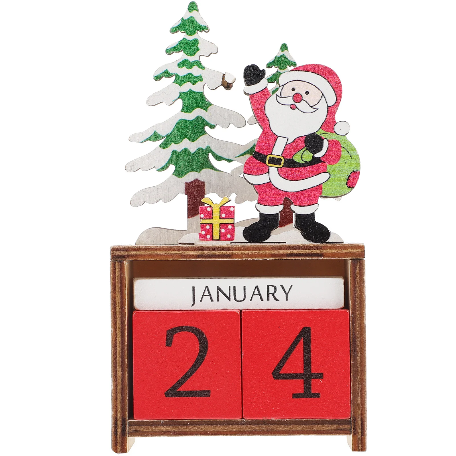 

Xmas Decoration Wooden Countdown Calendar Block Christmas Calendar Adornment for Shelf Window Sill Festive Christmas Supplies