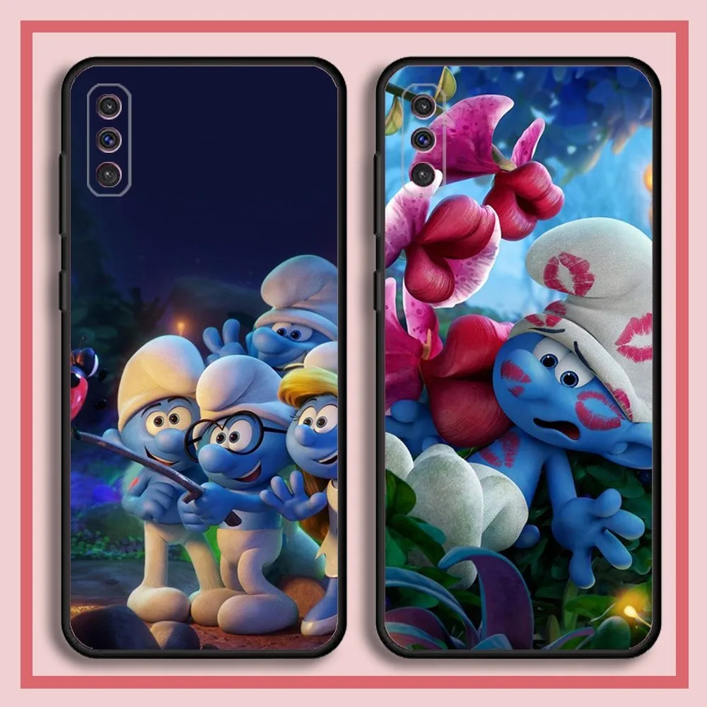 The S-Smurfs Phone Case For Samsung S23,23,22,30,21,10,9,Note20 Ultra,Lite,Ultra,5G,Plus,FE,Black Soft Case