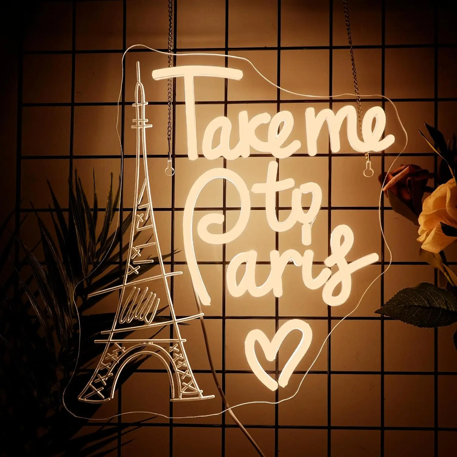 

LED Neon Sign for Wall Decor Take Me To Paris Eiffel Tower Neon Light USB Powered Dimmable for Home Party Gift French Lovers