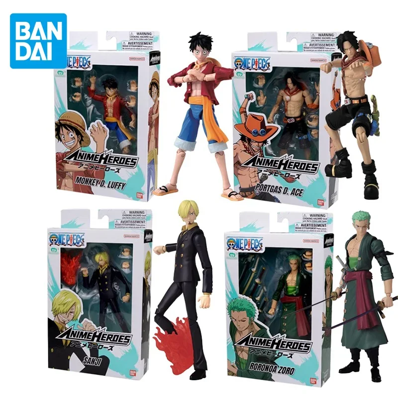 Bandai Original One Piece Anime Figure Monkey D Luffy Roronoa Zoro Portgas D Ace Action Figure Toys for Kids Gift Collectible