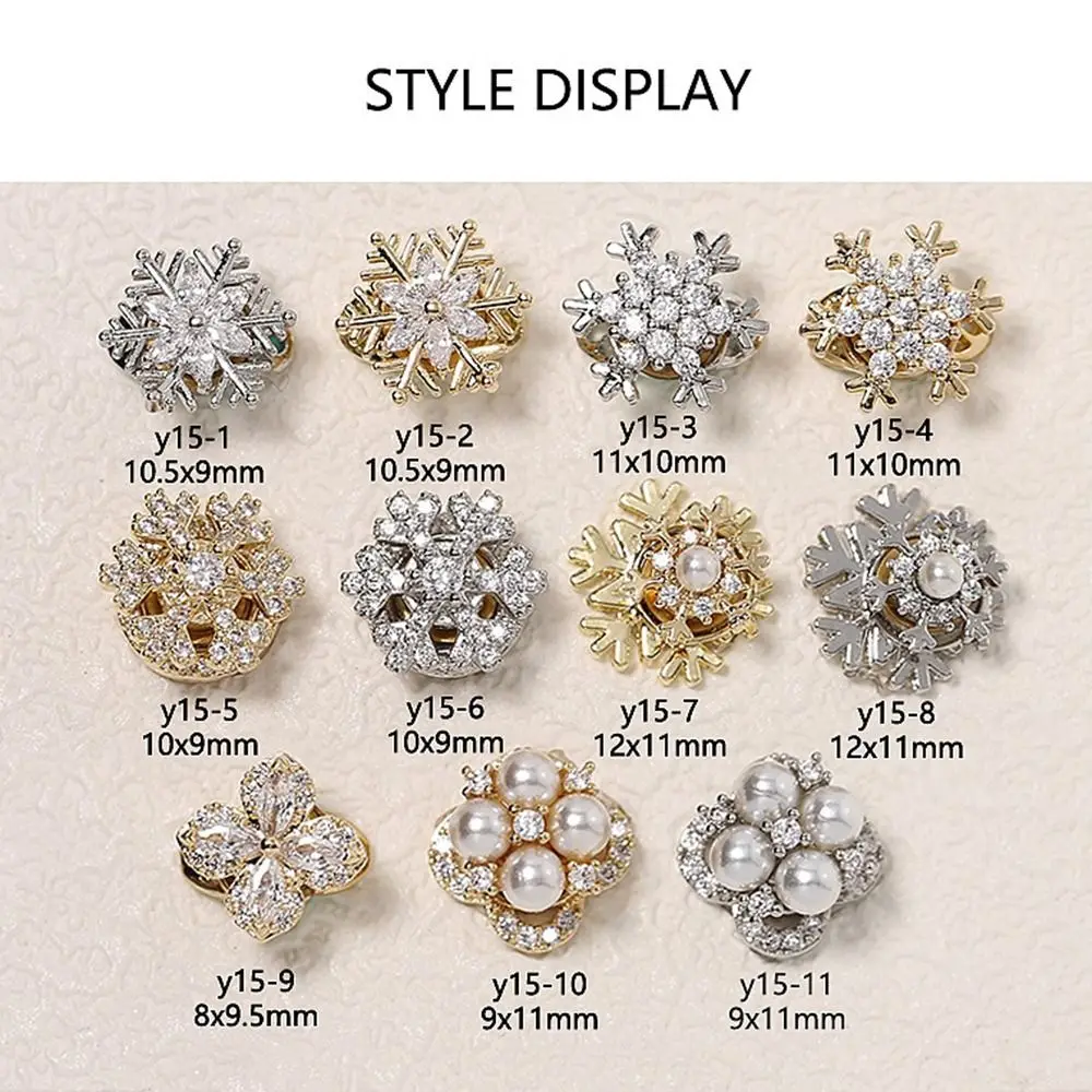 Spinning Rhinestone DIY Manicure Accessories Pearl Christmas Nail Decorations Nail Art Jewelry Snowflake Diamond Nail Charms