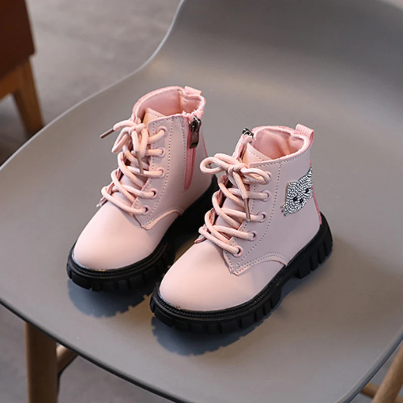 Spring Autumn Kids Boots for Girl Thick Bottom New Princess Platform Ankle Boots Fashion Causal Children Solid Color Short Boots