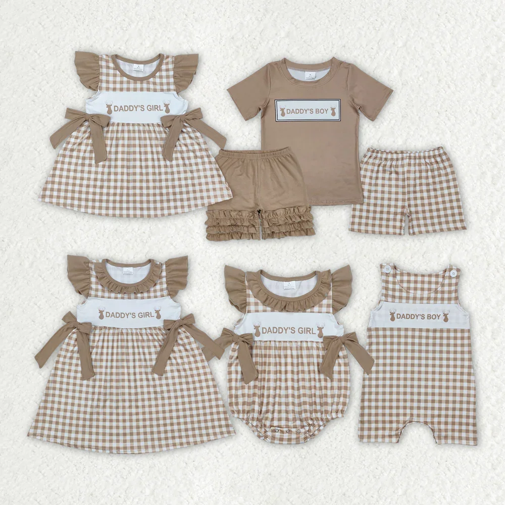 

BSSO1130 Wholesale baby girl clothes Daddy deer short sleeve shorts sets Summer Boutique sets kids clothes boys baby rompers