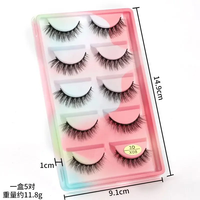 5 par rzęs Cat Eye Lashes Faux Mink Eyelashes Natural Long Manga Lashes Winged Soft Idol Lash Clusters Reusable Self Adhesive Lashe